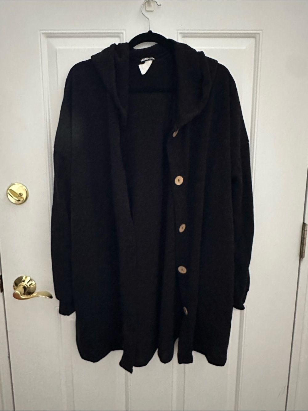 Heimish USA Women's Black Hooded Button-Front midi cardigan size 2XL NWOT
